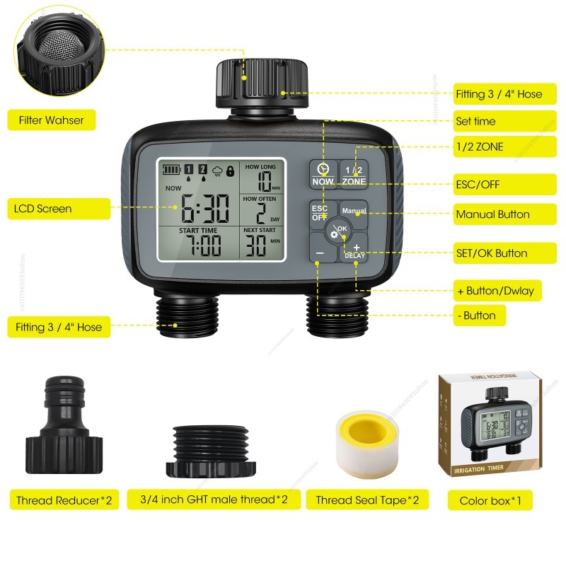 듀얼 배출 밸브가 장착된 스마트 자동 관수 타이머, 실 - Timer Dual Outlet 리뷰 및 가격